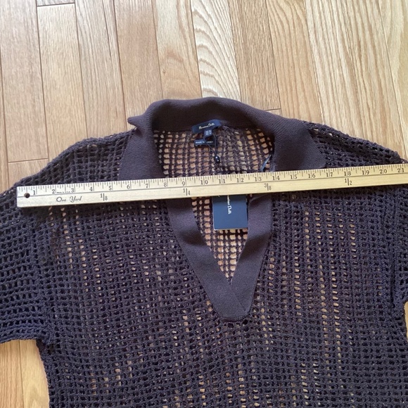 NWT Massimo Dutti Crochet-Style Polo Brown Size Medium - Picture 8 of 12